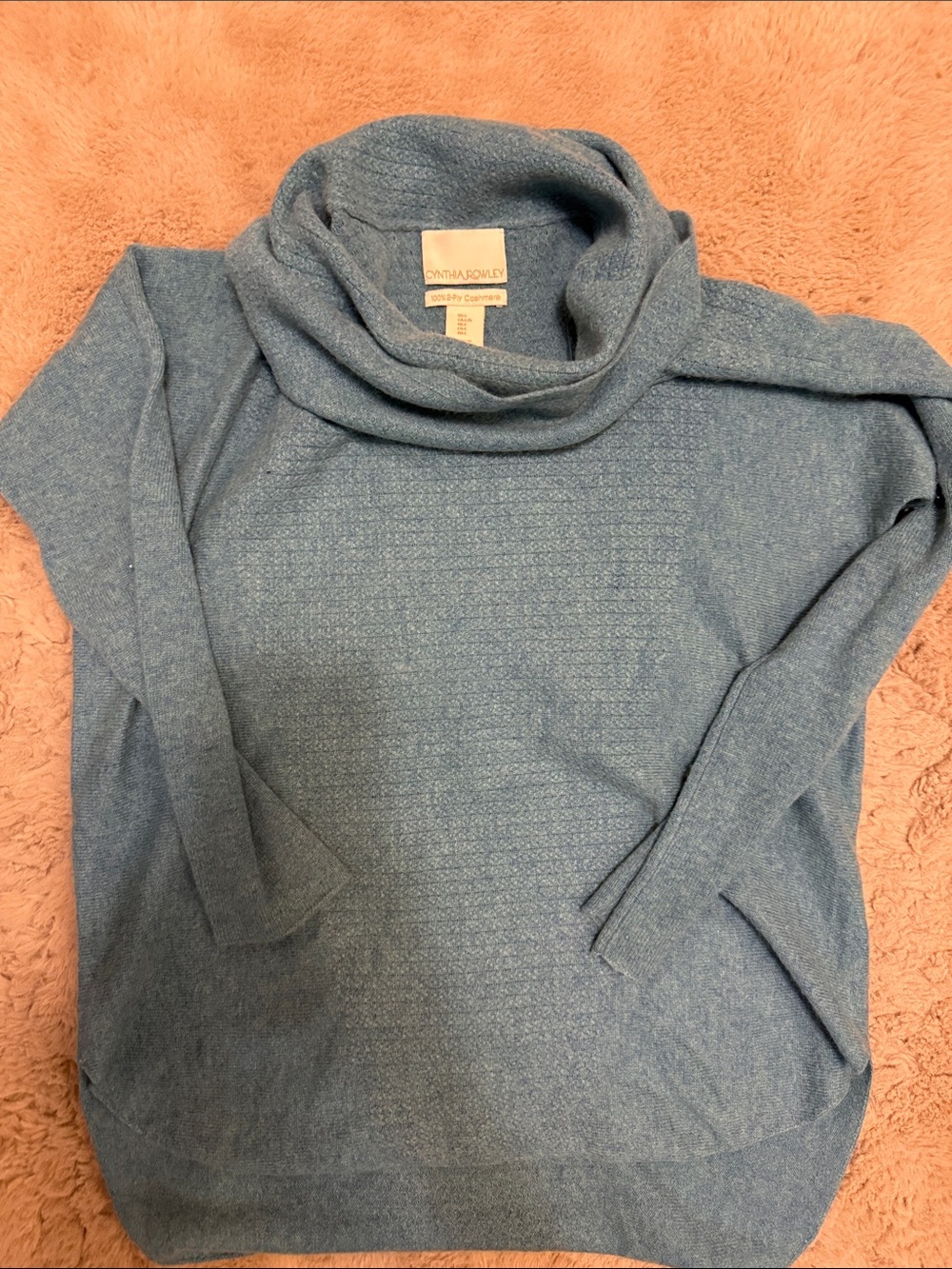Cashmere Heathered Slate Blue Cowl Neck Sweater
